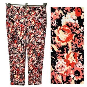 Lysee Pants Size XL High Rise Slim Leg Stretch Floral